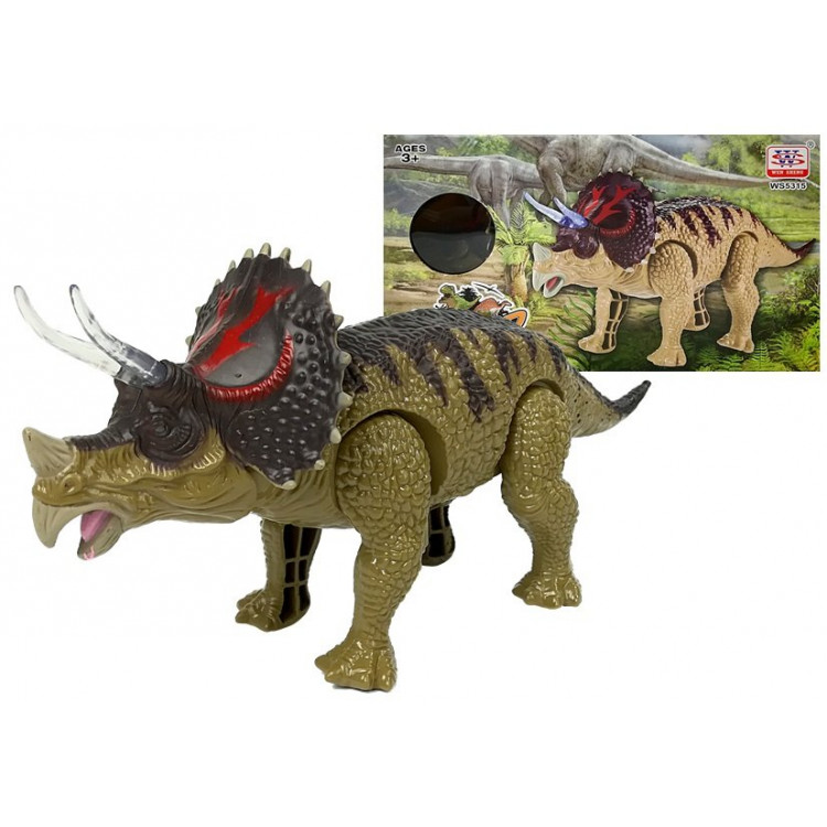 Dinosaurus na batérie Triceratops zelený